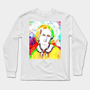 Emily Bronte Colourful Portrait | Emily Bronte Artwork 12 Long Sleeve T-Shirt